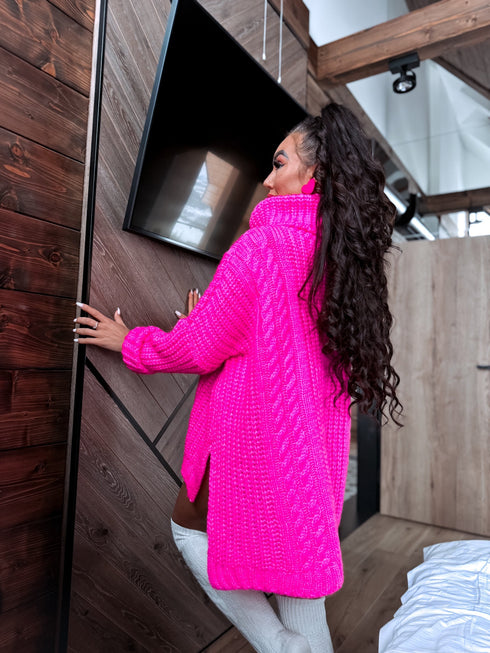 ELYNDI extended wool sweater - bright pink PRE-ORDER